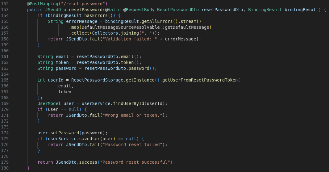 Reset link verification
