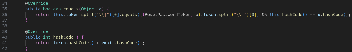 ResetPasswordToken override